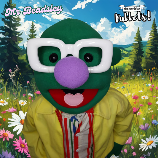 Mr Beadsley - Premium 28" Full-Body Green Man Puppet with Outfit & Carry Bag