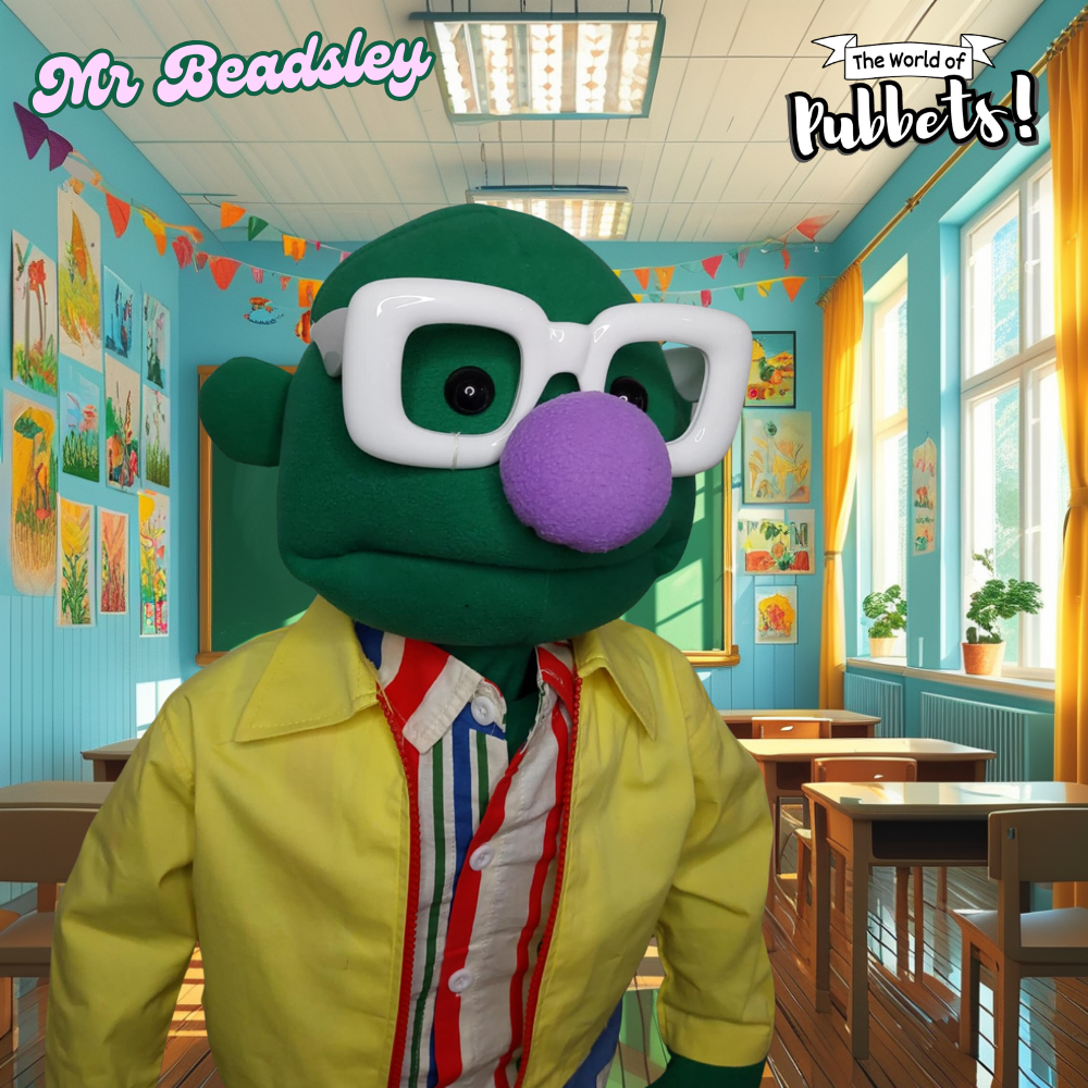 Mr Beadsley - Premium 28" Full-Body Green Man Puppet with Outfit & Carry Bag