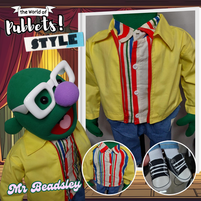 Mr Beadsley - Premium 28" Full-Body Green Man Puppet with Outfit & Carry Bag