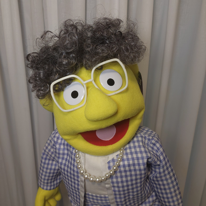 Nanna Banana – Grandma Hand Puppet | Gingham Suit & Pearls | Pubbets Lab | 1 of 1