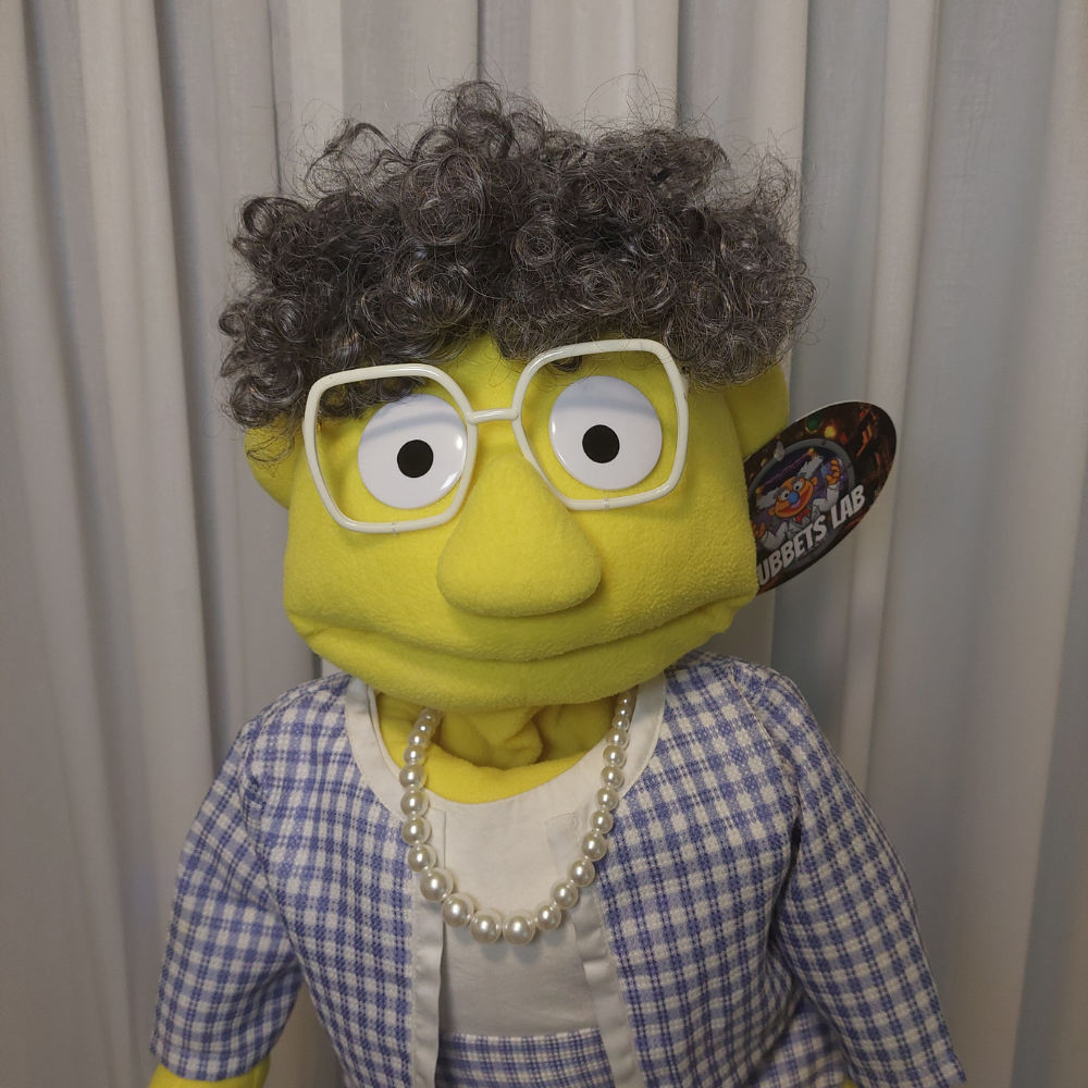 Nanna Banana – Grandma Hand Puppet | Gingham Suit & Pearls | Pubbets Lab | 1 of 1