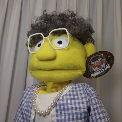 Nanna Banana – Grandma Hand Puppet | Gingham Suit & Pearls | Pubbets Lab | 1 of 1