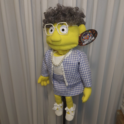 Nanna Banana – Grandma Hand Puppet | Gingham Suit & Pearls | Pubbets Lab | 1 of 1