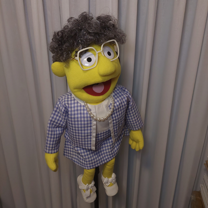Nanna Banana – Grandma Hand Puppet | Gingham Suit & Pearls | Pubbets Lab | 1 of 1