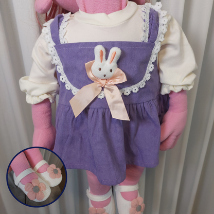 Peggy – Sweet Girl Hand Puppet | Purple Pinafore | Pubbets Lab Original | 1 of 1