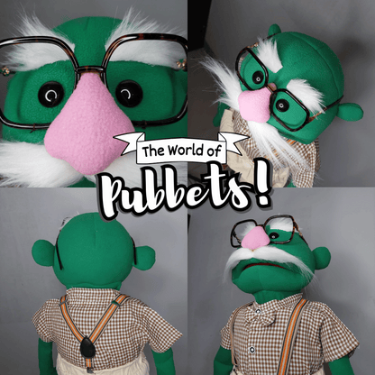 Papa Joe – Green Full-Body Hand Puppet with Moustache & Glasses | DHL Express Shipping Included