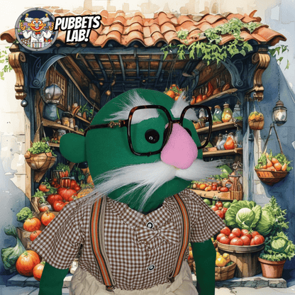 Papa Joe – Green Full-Body Hand Puppet with Moustache & Glasses | DHL Express Shipping Included