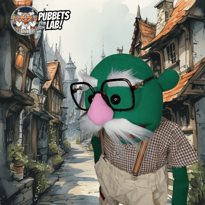 Papa Joe – Green Full-Body Hand Puppet with Moustache & Glasses | DHL Express Shipping Included
