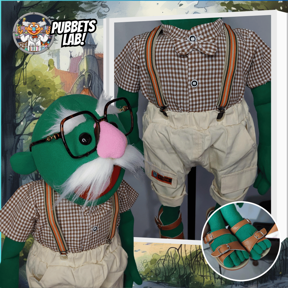 Papa Joe – Green Full-Body Hand Puppet with Moustache & Glasses | DHL Express Shipping Included