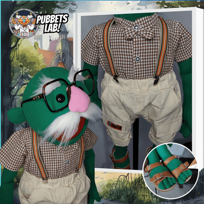 Papa Joe – Green Full-Body Hand Puppet with Moustache & Glasses | DHL Express Shipping Included