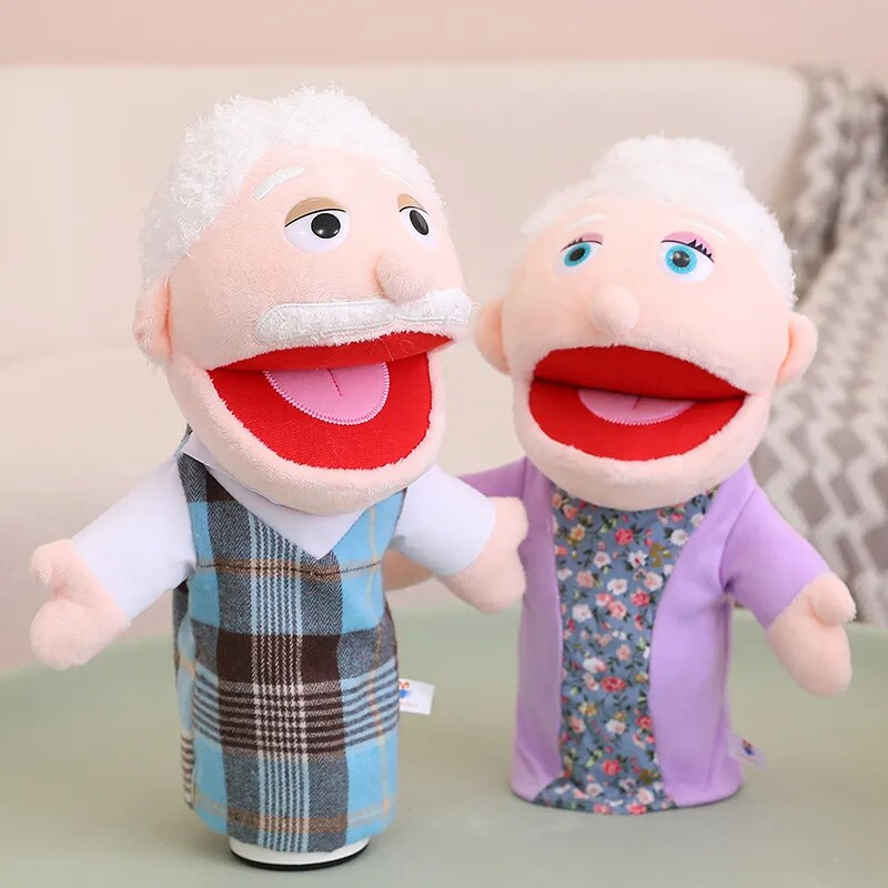 Fun Family Moving Mouth Hand Puppets- 12 Family Member Characters 28-33cm