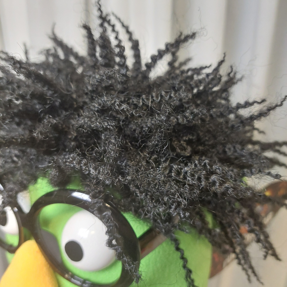Wally – Green Hand Puppet | Wild Coily Hair | Pubbets Lab Original | 1 of 1