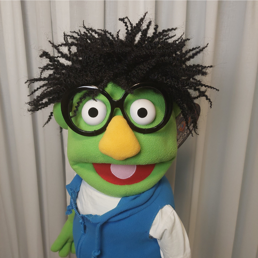 Wally – Green Hand Puppet | Wild Coily Hair | Pubbets Lab Original | 1 of 1