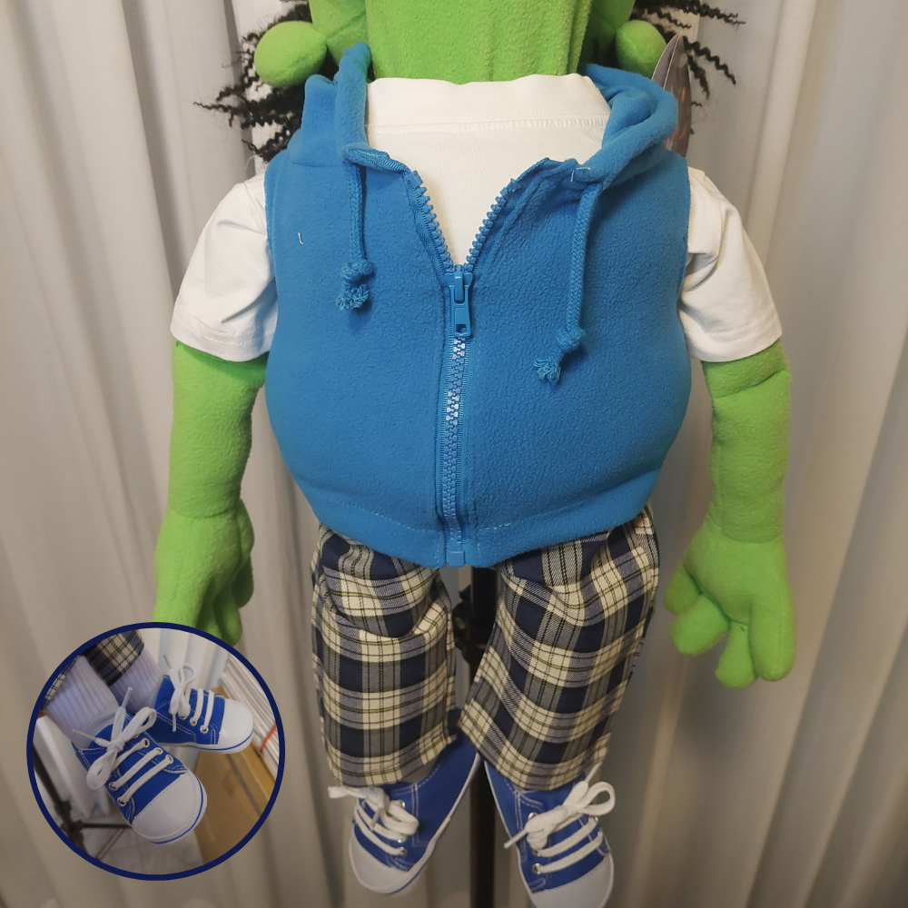 Wally – Green Hand Puppet | Wild Coily Hair | Pubbets Lab Original | 1 of 1